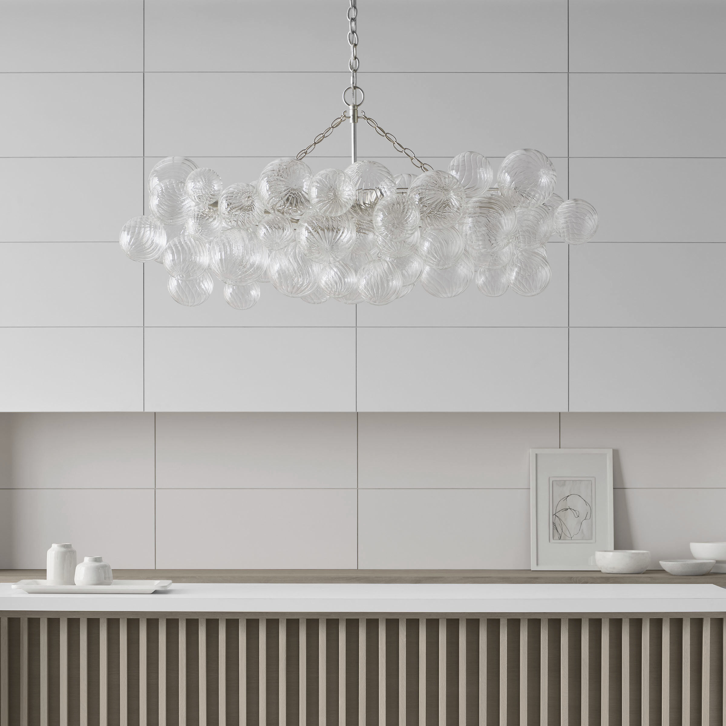 Julie Neill Talia LED 51 inch Burnished Silver Leaf Linear Chandelier  Ceiling Light, Medium